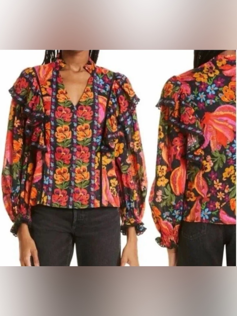 Farm Rio Red Spring Bananas Blouse